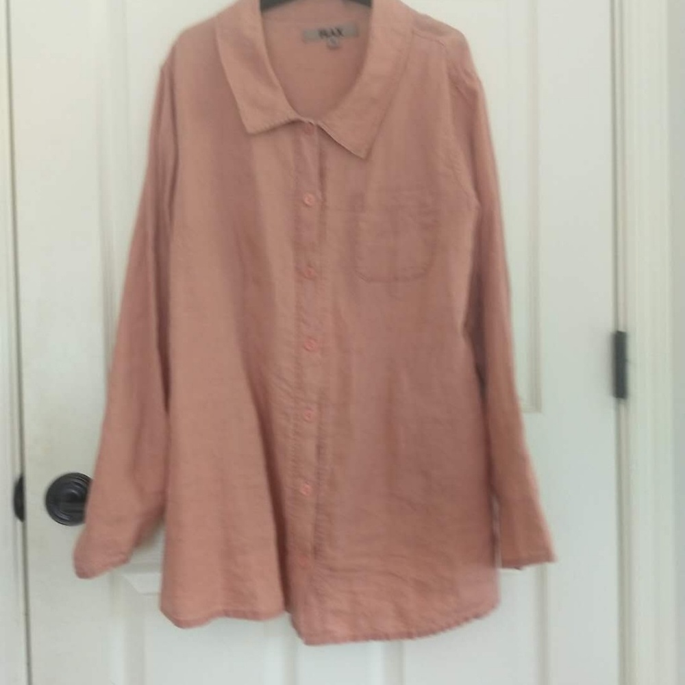 Dusty pink linen button down shirt